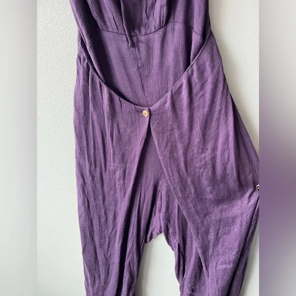 Free People purple Always Ready halter neck wide leg jumpsuit Women’s Sz XL NWT - Picture 4 of 9